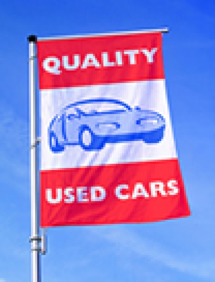 Standard portrait forecourt flags for car showrooms & the motor trade